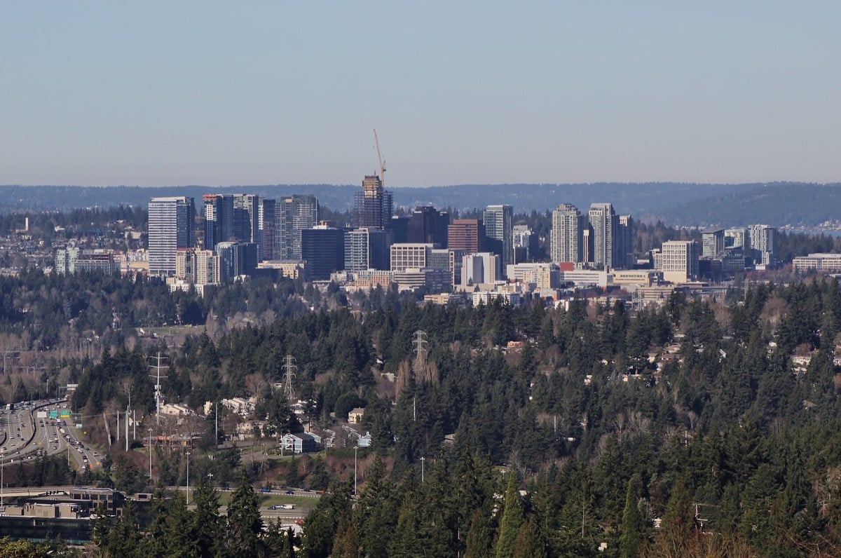 Bellevue WA skyline and downtown, Sagareus Property Management headquarters serving the Eastside rental market